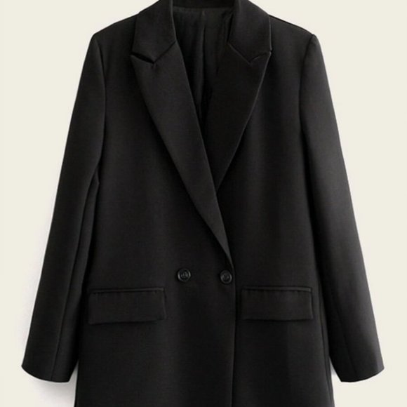 Double Breasted Lapel Neck Blazer black - Picture 13 of 16